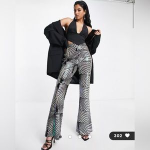 ASOS DESIGN sequin patterned flare pants in multi